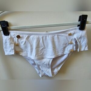 VS white bikini bottoms with gold buttons